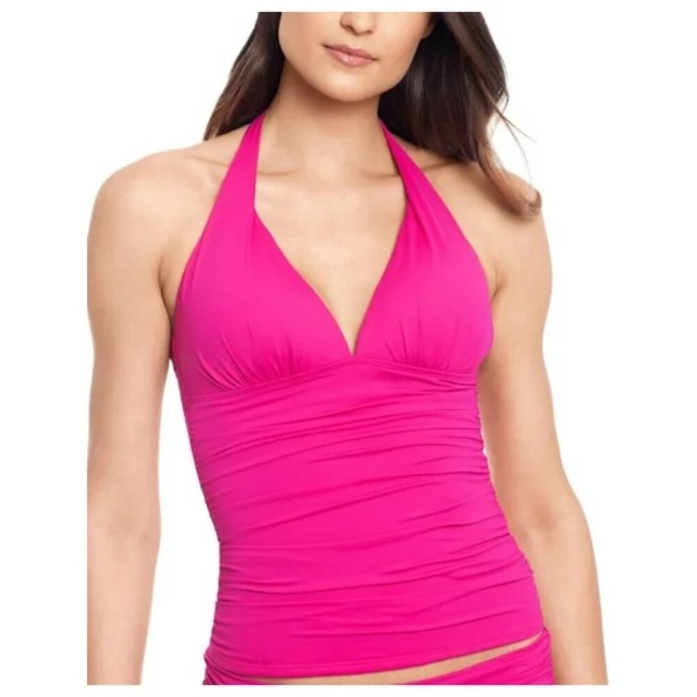 NWT LAUREN Ralph Lauren Women's Shirred Deep V Neck Top Size 10-12 $100 LLL124